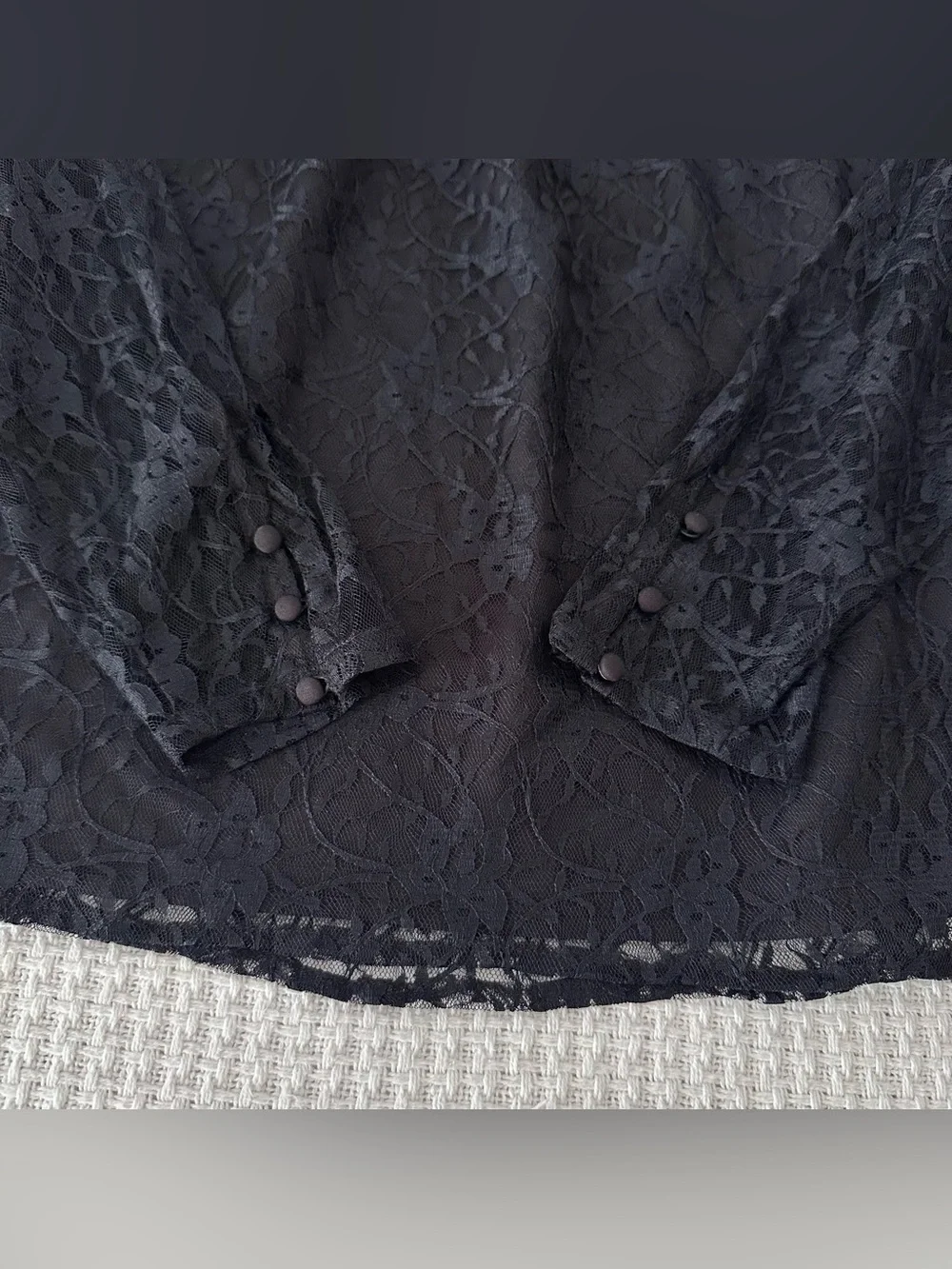 LOFT Black Floral Lace Sheer Longsleeve Top Womens Large Whimsigoth Victorian